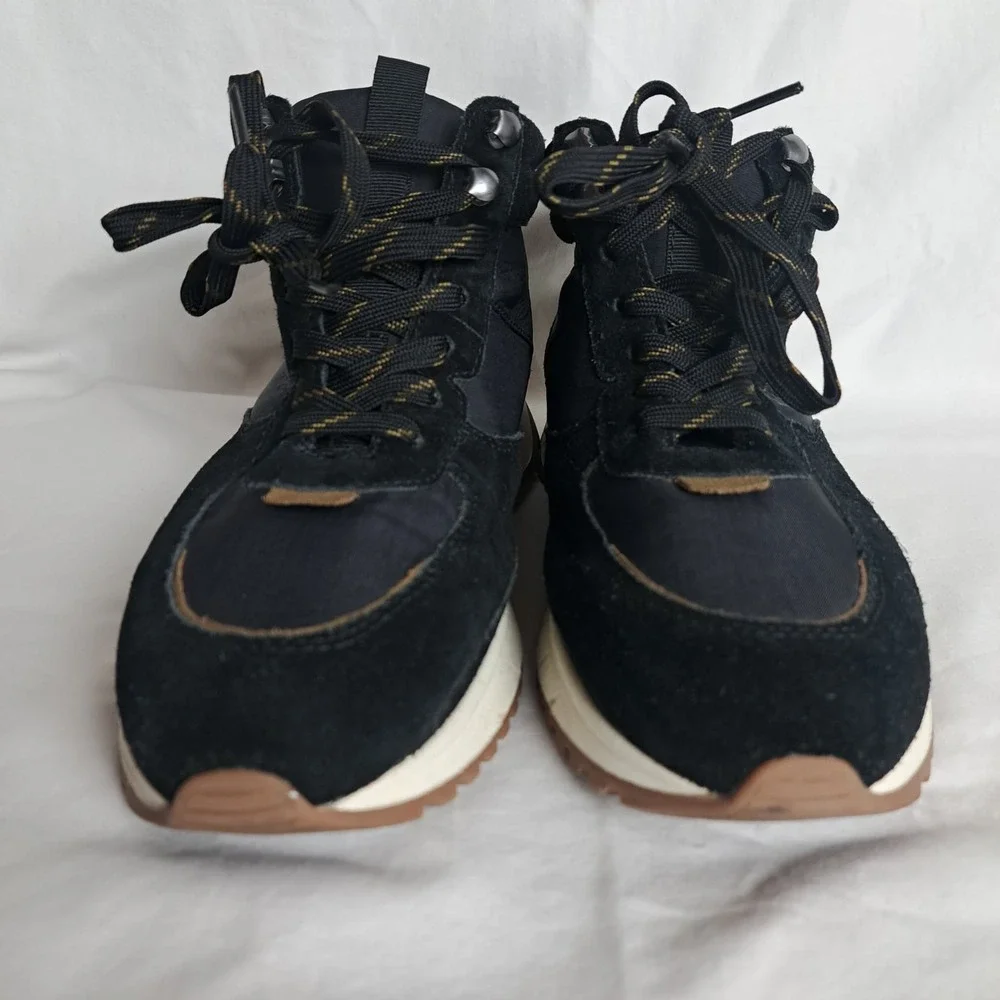 Madewell Sneaker Boot Womens 7M Black Lace Up Nylon and Suede Water Resistant